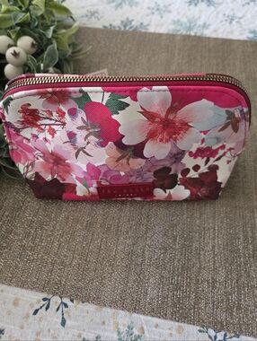 Ted Baker Pink Floral Zip Cosmetic Pouch